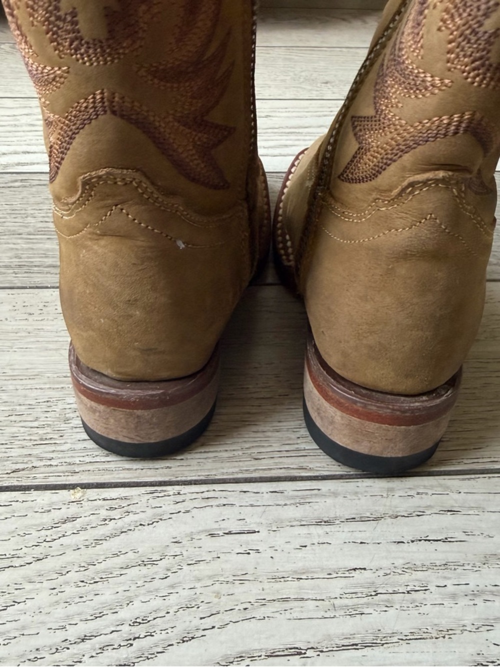 JINETES Kids Tan Western Pull-On Boots with Side Zip size 9 - Picture 6 of 6